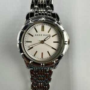 3/$30 Anne Klein Watch Women Silver Tone Baton Indexes Bracelet Band 7.5